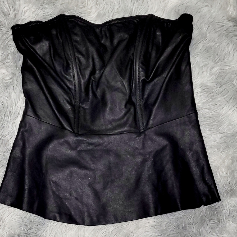 Vegan Leather Tank & Corset Peplum Tops 2pc Bundle, S - Picture 3 of 10